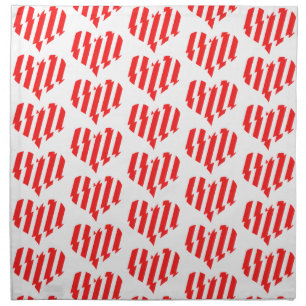 Abstract Red n White Stripes Valentine Heart Cloth Napkin