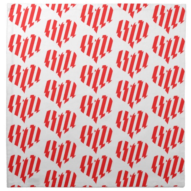 Abstract Red n White Stripes Valentine Heart Cloth Napkin (Front)