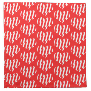 Abstract Red n White Stripes Valentine Heart Cloth Napkin