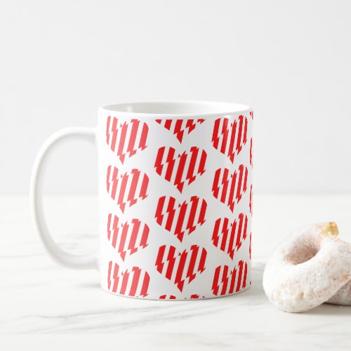 Abstract Red n White Stripes Valentine Heart Coffee Mug
