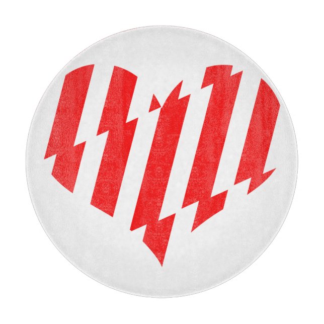 Abstract Red n White Stripes Valentine Heart Cutting Board (Front)