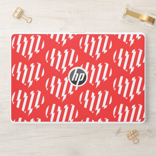 Abstract Red n White Stripes Valentine Heart HP Laptop Skin