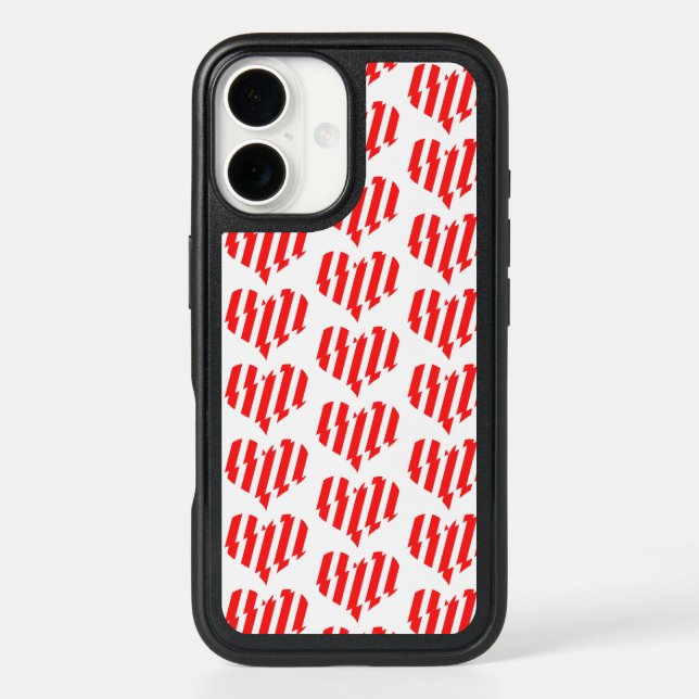Abstract Red n White Stripes Valentine Heart Otterbox iPhone Case (Back)
