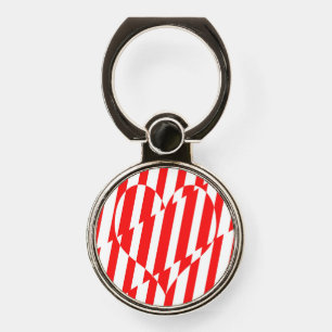 Abstract Red n White Stripes Valentine Heart Phone Ring Stand