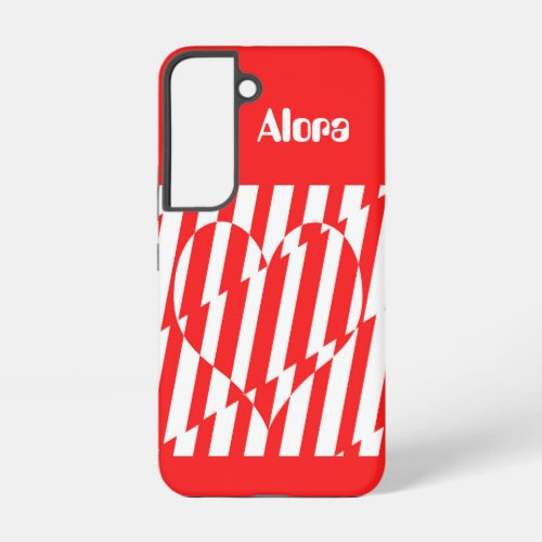 Abstract Red n White Stripes Valentine Heart Samsung Galaxy S22 Case