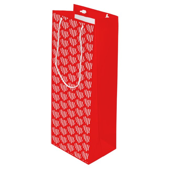 Abstract Red n White Stripes Valentine Heart Wine Gift Bag (Front Angled)