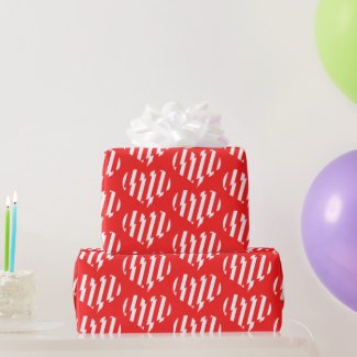 Abstract Red n White Stripes Valentine Heart