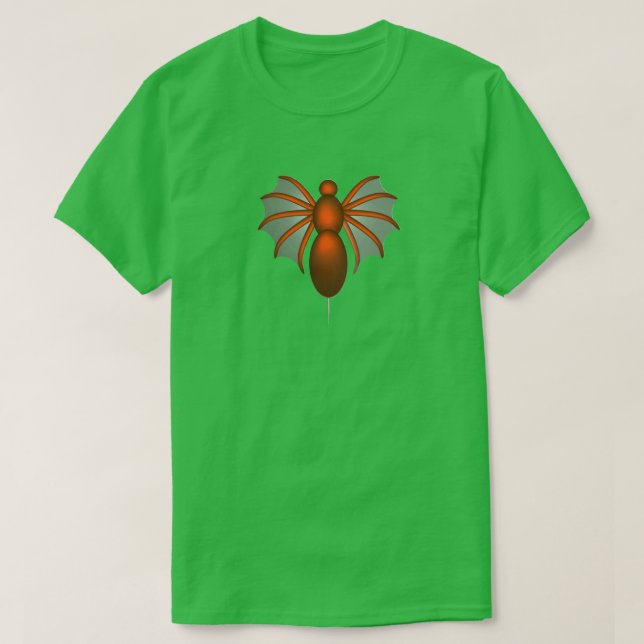 Abstract Red-Orange Bat Creature Graphic T-Shirt (Design Front)