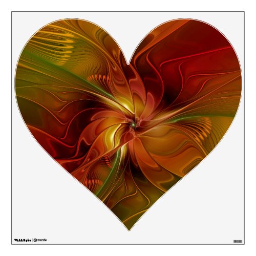 Abstract Red Orange Brown Fractal Art Flower Heart Wall Decal