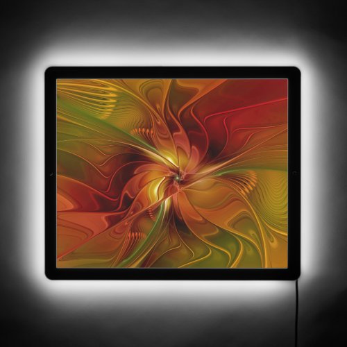 Abstract Red Orange Brown Green Fractal Art Flower