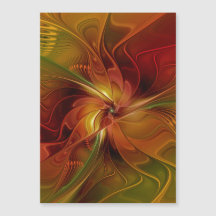 Abstract Red Orange Brown Green Fractal Art Flower