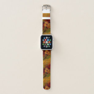 Abstract Red Orange Brown Green Fractal Art Flower Apple Watch Band