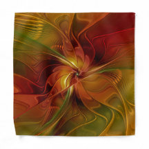 Abstract Red Orange Brown Green Fractal Art Flower