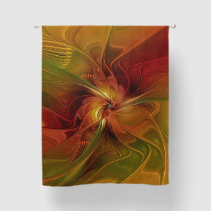 Abstract Red Orange Brown Green Fractal Art Flower Blackout Curtains