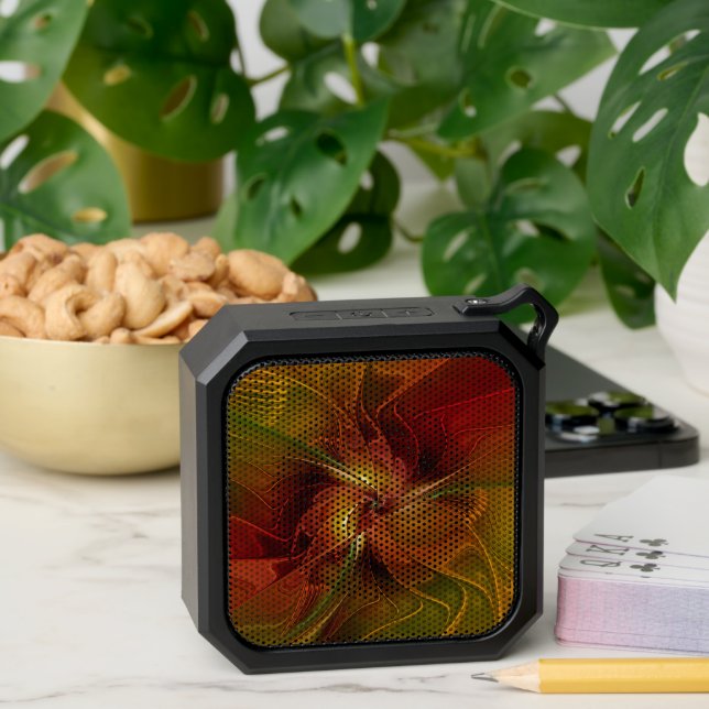 Abstract Red Orange Brown Green Fractal Art Flower Bluetooth Speaker (Insitu(Table))