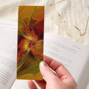 Abstract Red Orange Brown Green Fractal Art Flower Bookmarks