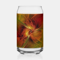 Abstract Red Orange Brown Green Fractal Art Flower