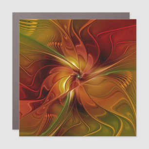 Abstract Red Orange Brown Green Fractal Art Flower Car Magnet