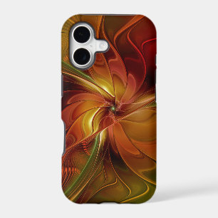 Abstract Red Orange Brown Green Fractal Art Flower iPhone 17 Case