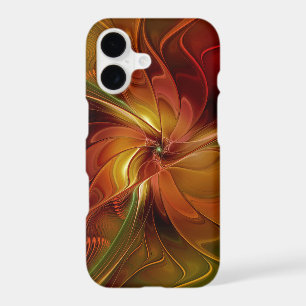Abstract Red Orange Brown Green Fractal Art Flower iPhone 17 Case