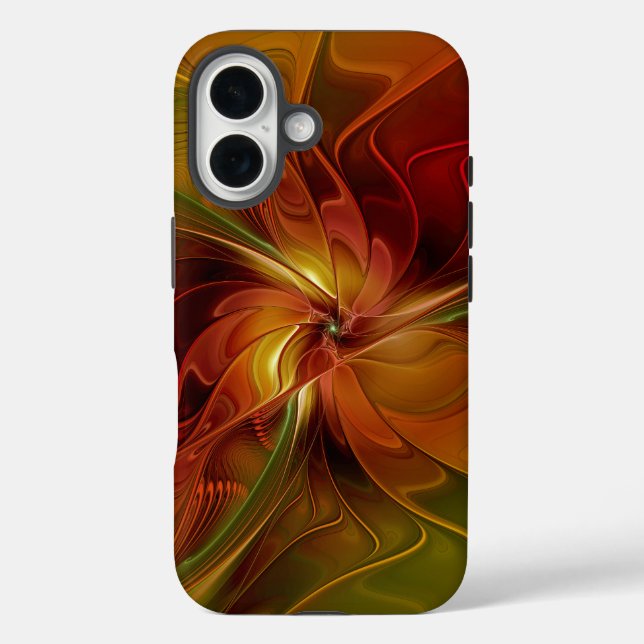 Abstract Red Orange Brown Green Fractal Art Flower Case-Mate iPhone Case (Back)