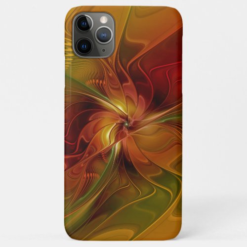 Abstract Red Orange Brown Green Fractal Art Flower iPhone 11 Pro Max Case