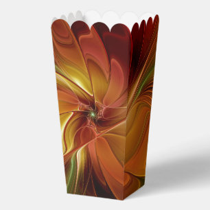 Abstract Red Orange Brown Green Fractal Art Flower Favor Boxes