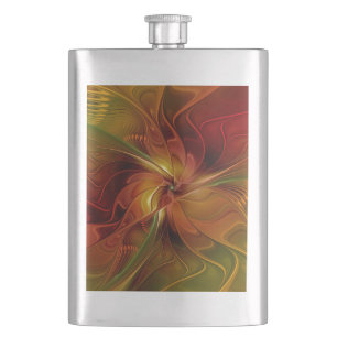 Abstract Red Orange Brown Green Fractal Art Flower Flask