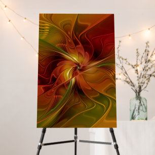Abstract Red Orange Brown Green Fractal Art Flower Foam Board