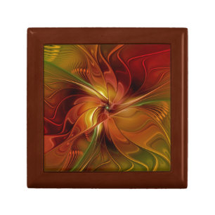 Abstract Red Orange Brown Green Fractal Art Flower Gift Box