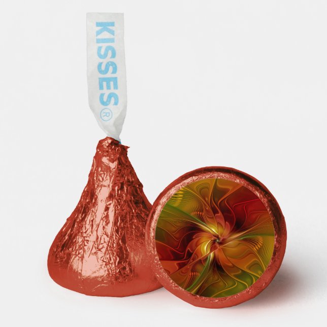 Abstract Red Orange Brown Green Fractal Art Flower Hershey®'s Kisses® (Front)