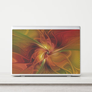 Abstract Red Orange Brown Green Fractal Art Flower HP Laptop Skin