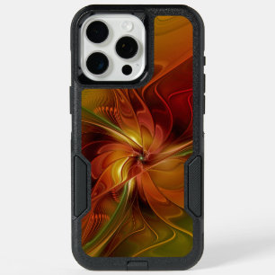 Abstract Red Orange Brown Green Fractal Art Flower iPhone 15 Pro Max Case