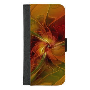 Abstract Red Orange Brown Green Fractal Art Flower iPhone 8/7 Plus Wallet Case