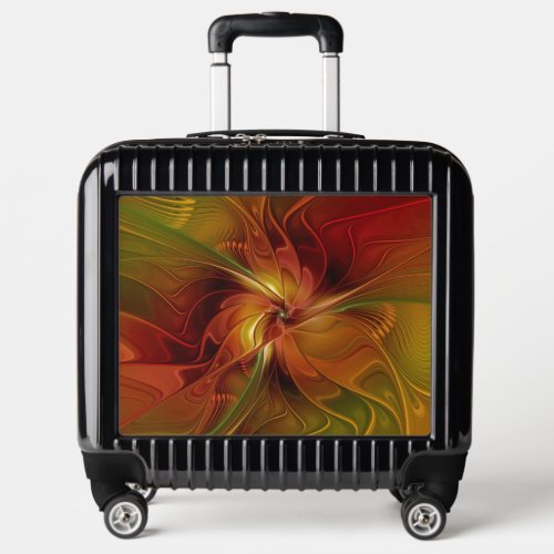 Abstract Red Orange Brown Green Fractal Art Flower Luggage