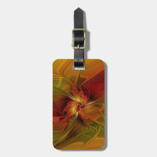 Abstract Red Orange Brown Green Fractal Art Flower Luggage Tag