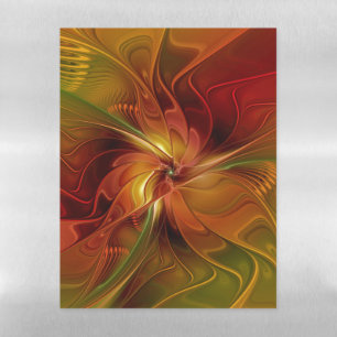 Abstract Red Orange Brown Green Fractal Art Flower Magnetic Dry Erase Sheet