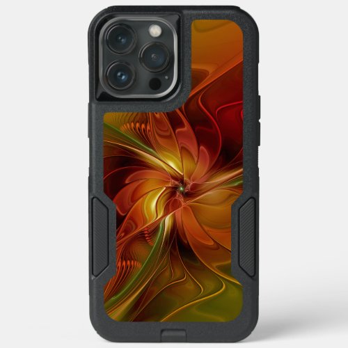 Abstract Red Orange Brown Green Fractal Art Flower iPhone 13 Pro Max Case