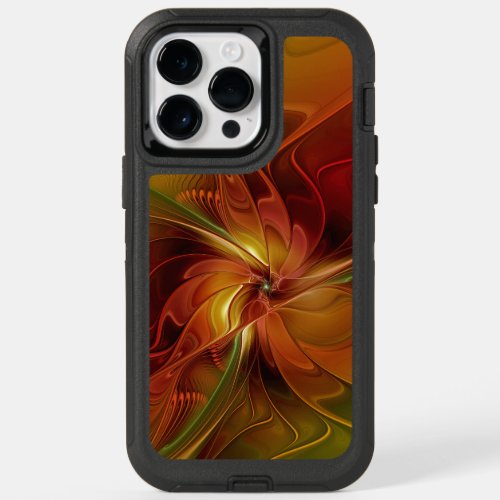 Abstract Red Orange Brown Green Fractal Art Flower OtterBox iPhone 14 Pro Max Case