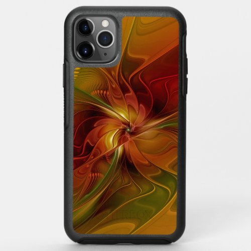 Abstract Red Orange Brown Green Fractal Art Flower OtterBox Symmetry iPhone 11 Pro Max Case
