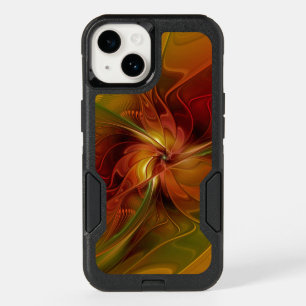 Abstract Red Orange Brown Green Fractal Art Flower OtterBox iPhone 14 Case