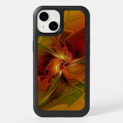 Abstract Red Orange Brown Green Fractal Art Flower OtterBox iPhone 14 Case