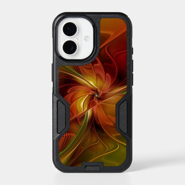 Abstract Red Orange Brown Green Fractal Art Flower Otterbox iPhone Case (Back)