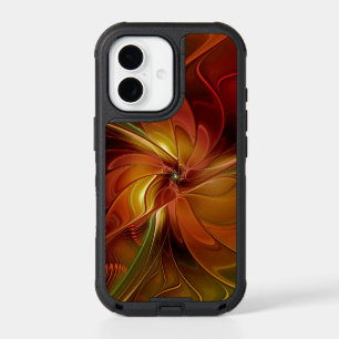 Abstract Red Orange Brown Green Fractal Art Flower iPhone 17 Case