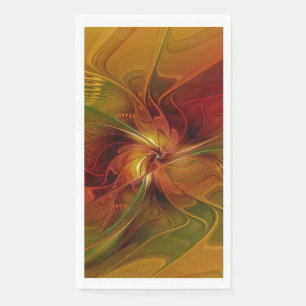 Abstract Red Orange Brown Green Fractal Art Flower Paper Guest Towels