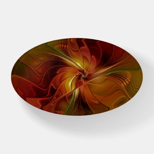 Abstract Red Orange Brown Green Fractal Art Flower Paperweight