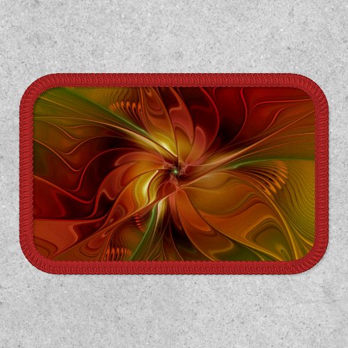 Abstract Red Orange Brown Green Fractal Art Flower Patch