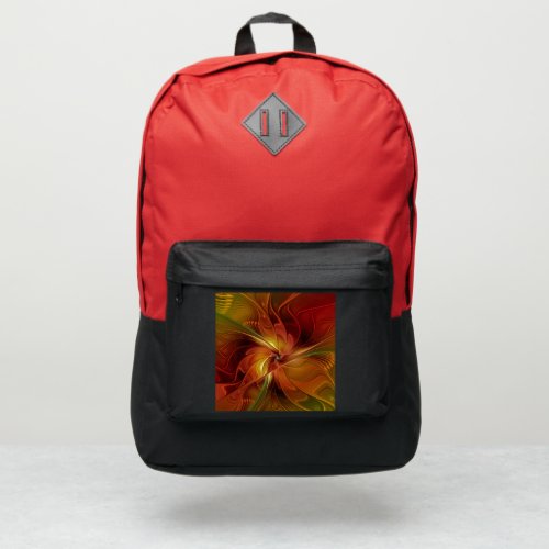 Abstract Red Orange Brown Green Fractal Art Flower Port Authority Backpack