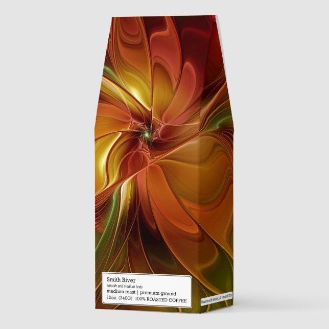 Abstract Red Orange Brown Green Fractal Art Flower Roasted Coffee (Front)