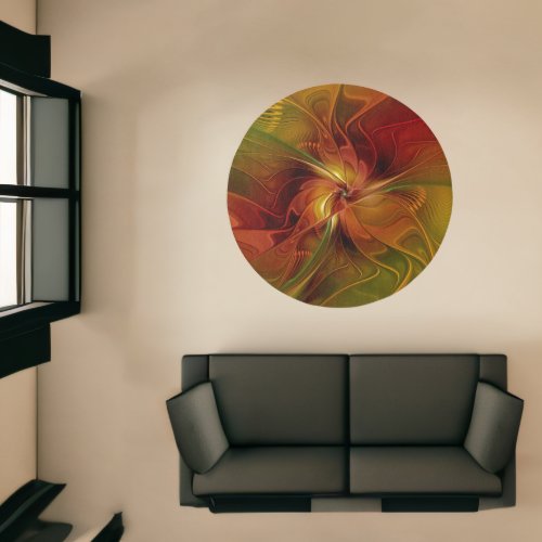 Abstract Red Orange Brown Green Fractal Art Flower Rug